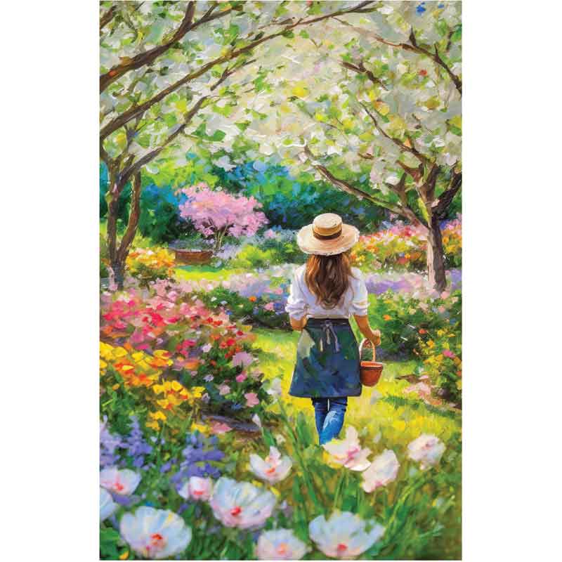 C50 WOMAN IN A GARDEN BLANK CARD 6S