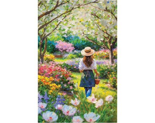 C50 WOMAN IN A GARDEN BLANK CARD 6S