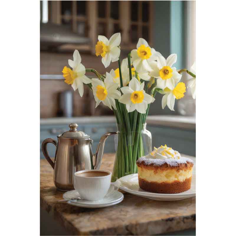 C50 DAFFODILS IN A KITCHEN BLANK CARD 6S