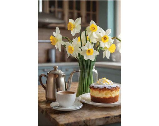 C50 DAFFODILS IN A KITCHEN BLANK CARD 6S