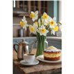 C50 DAFFODILS IN A KITCHEN BLANK CARD 6S