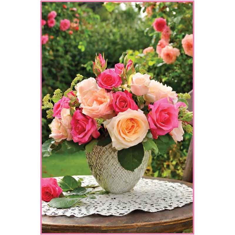 C50 VASE OF ROSES BLANK CARD 6S