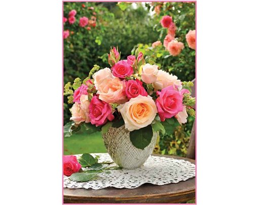 C50 VASE OF ROSES BLANK CARD 6S