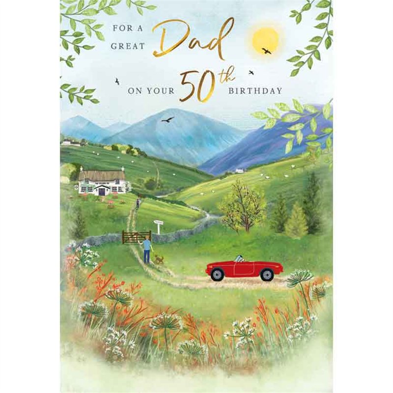 C75 AGE 50 DAD BIRTHDAY RED CAR MEMORY LANE 6S