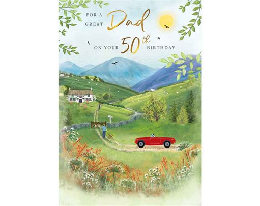 C75 AGE 50 DAD BIRTHDAY RED CAR MEMORY LANE 6S