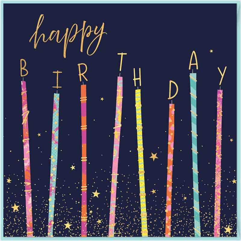 15cm CANDLES HAPPY BIRTHDAY SINGLE CARD 12S