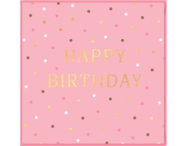 15cm HAPPY BIRTHDAY PINK SINGLE CARD 12S