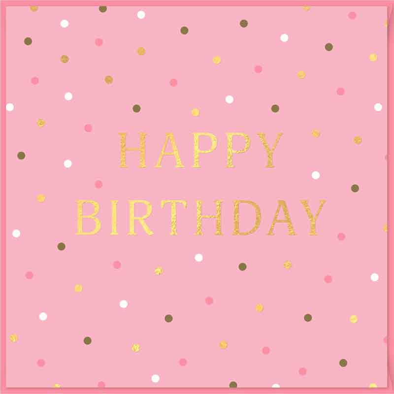 15cm HAPPY BIRTHDAY PINK SINGLE CARD 12S