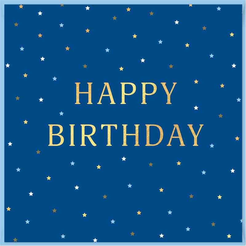 15cm HAPPY BIRTHDAY BLUE SINGLE CARD 12S