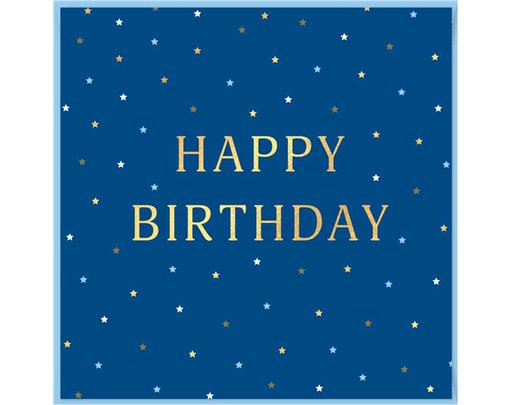 15cm HAPPY BIRTHDAY BLUE SINGLE CARD 12S
