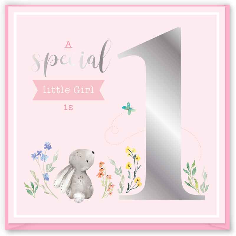 15cm AGE 1 PINK BIRTHDAY CARD 12S