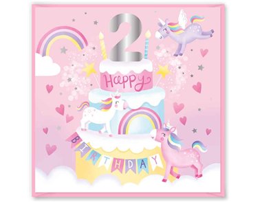 15cm AGE 2 PINK BIRTHDAY CARD 12S