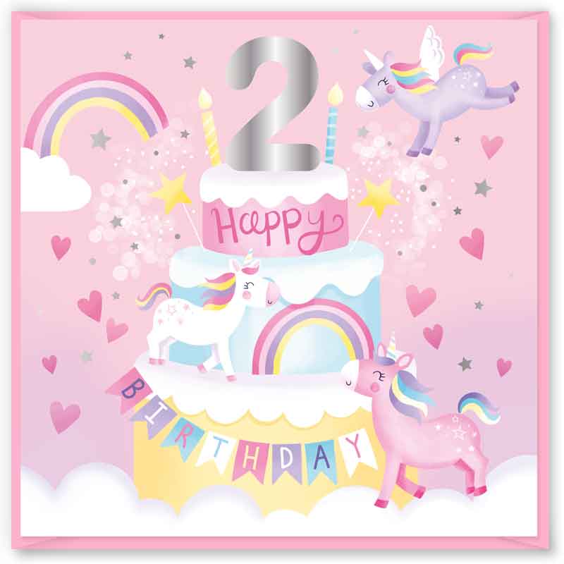 15cm AGE 2 PINK BIRTHDAY CARD 12S