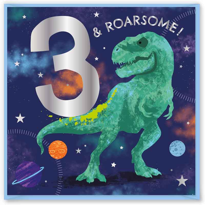 15cm AGE 3 BLUE BIRTHDAY CARD 12S