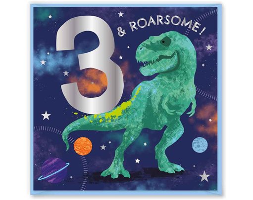 15cm AGE 3 BLUE BIRTHDAY CARD 12S