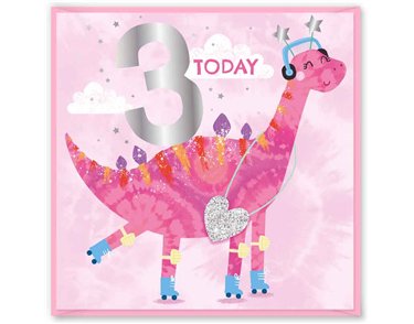 15cm AGE 3 PINK BIRTHDAY CARD 12S