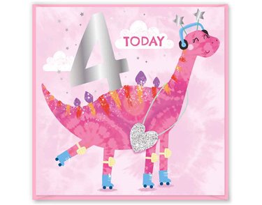 15cm AGE 4 PINK BIRTHDAY CARD 12S