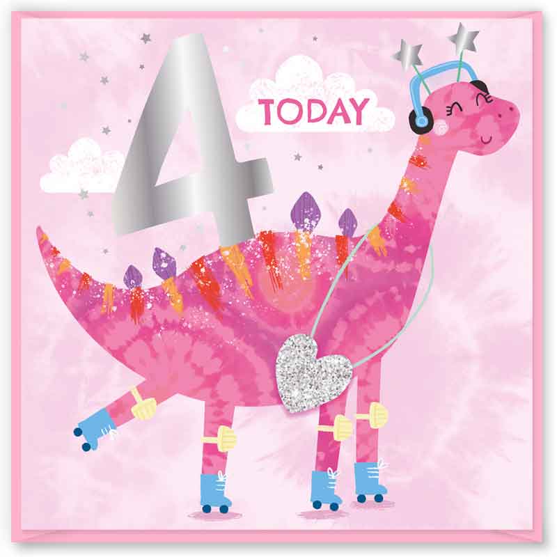 15cm AGE 4 PINK BIRTHDAY CARD 12S