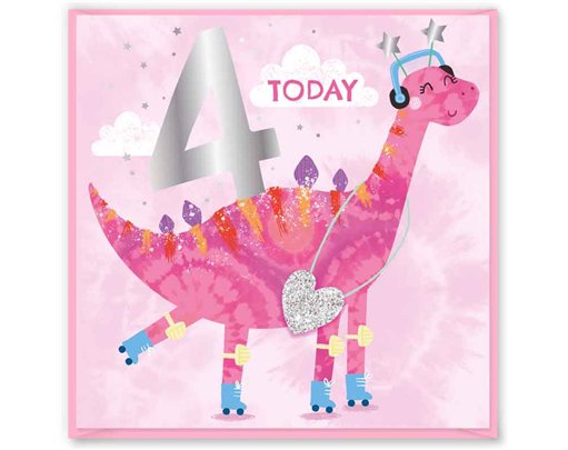 15cm AGE 4 PINK BIRTHDAY CARD 12S