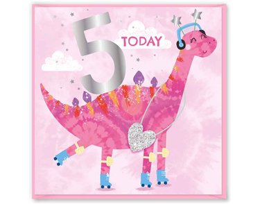 15cm AGE 5 PINK BIRTHDAY CARD 12S