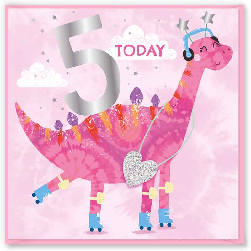 15cm AGE 5 PINK BIRTHDAY CARD 12S