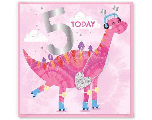 15cm AGE 5 PINK BIRTHDAY CARD 12S