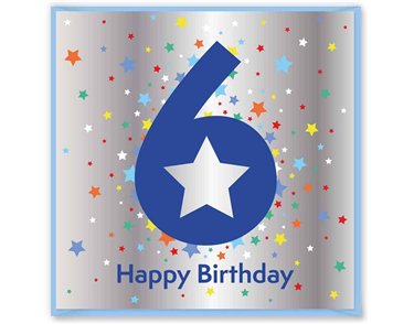 15cm AGE 6 BLUE BIRTHDAY CARD 12S