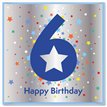15cm AGE 6 BLUE BIRTHDAY CARD 12S