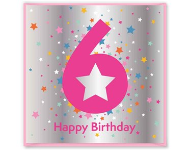 15cm AGE 6 PINK BIRTHDAY CARD 12S