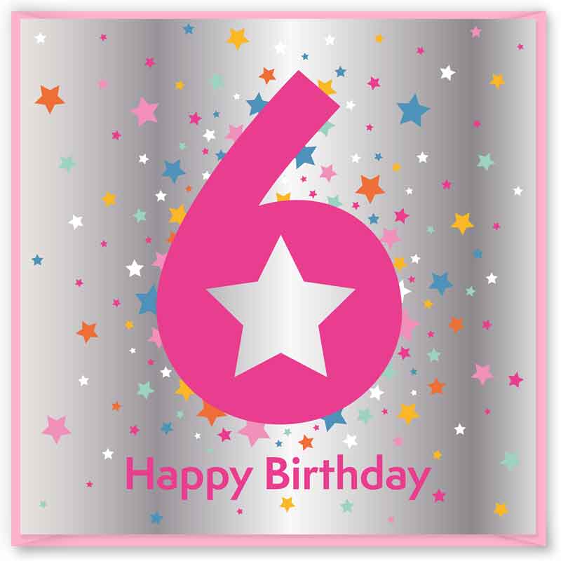 15cm AGE 6 PINK BIRTHDAY CARD 12S