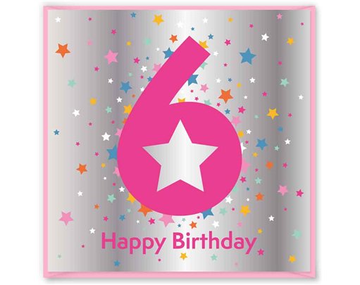 15cm AGE 6 PINK BIRTHDAY CARD 12S