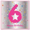 15cm AGE 6 PINK BIRTHDAY CARD 12S
