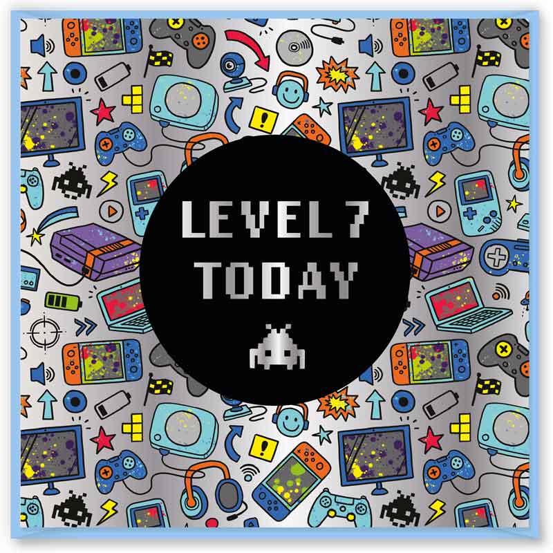 15cm AGE 7 GAME BIRTHDAY CARD 12S