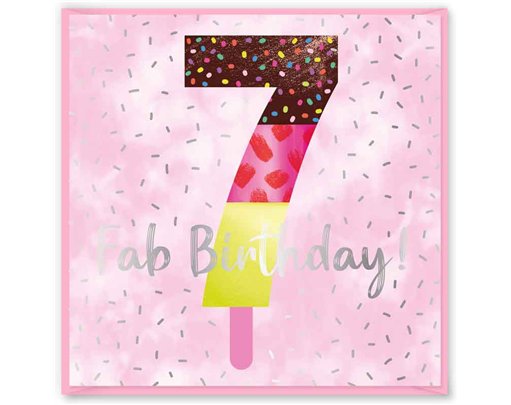 15cm AGE 7 PINK BIRTHDAY CARD 12S