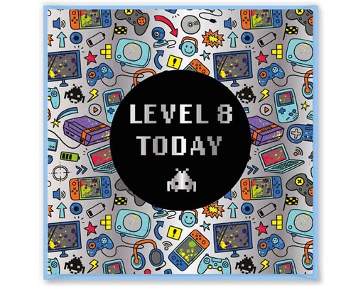 15cm AGE 8 GAME BIRTHDAY CARD 12S