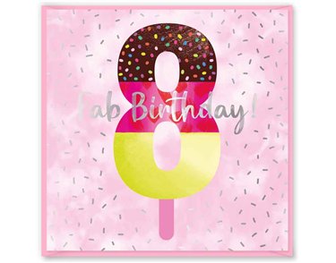 15cm AGE 8 PINK BIRTHDAY CARD 12S