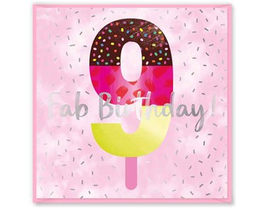 15cm AGE 9 PINK  BIRTHDAY CARD 12S