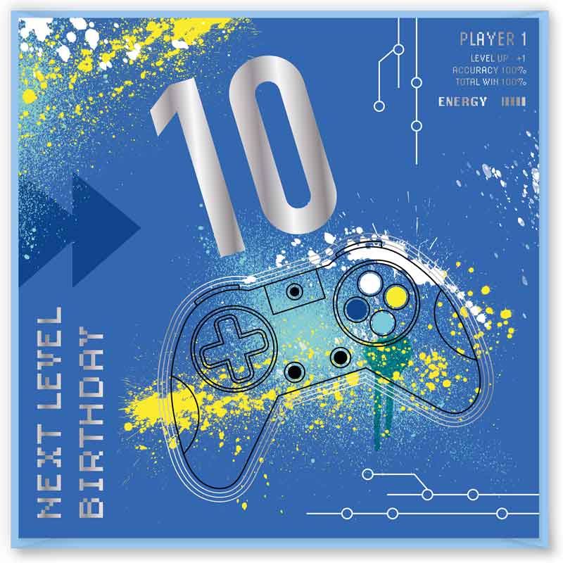 15cm AGE 10 GAME BIRTHDAY CARD 12S