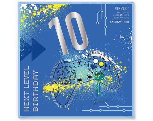 15cm AGE 10 GAME BIRTHDAY CARD 12S
