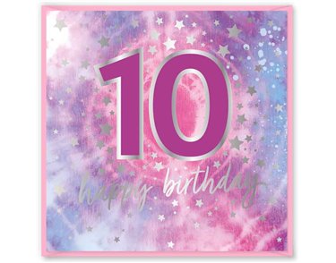 15cm AGE 10 PINK  BIRTHDAY CARD 12S