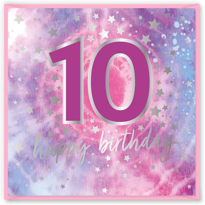 15cm AGE 10 PINK  BIRTHDAY CARD 12S