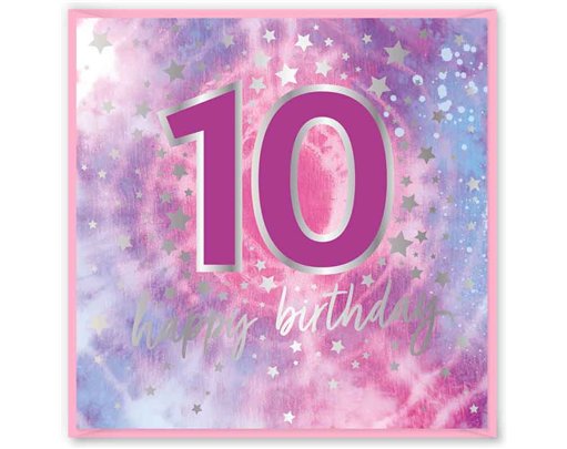 15cm AGE 10 PINK  BIRTHDAY CARD 12S