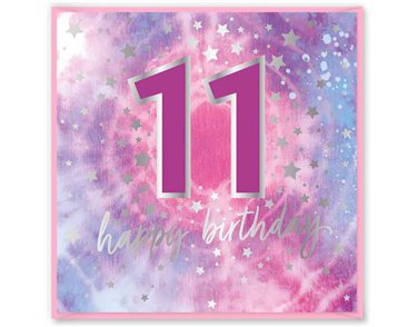 15cm AGE 11 PINK  BIRTHDAY CARD 12S