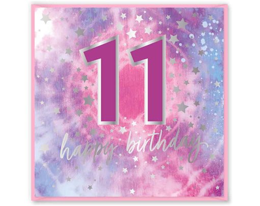 15cm AGE 11 PINK  BIRTHDAY CARD 12S