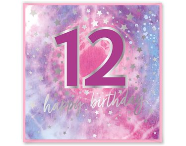 15cm AGE 12 PINK  BIRTHDAY CARD 12S