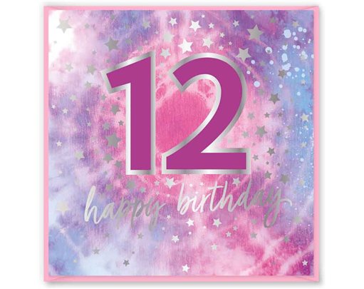 15cm AGE 12 PINK  BIRTHDAY CARD 12S