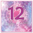 15cm AGE 12 PINK  BIRTHDAY CARD 12S