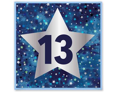 15cm AGE 13 BLUE BIRTHDAY CARD 12S