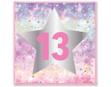 15cm AGE 13 PINK  BIRTHDAY CARD 12S