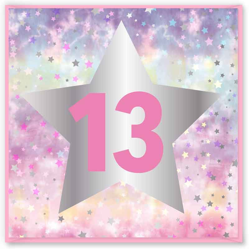 15cm AGE 13 PINK  BIRTHDAY CARD 12S